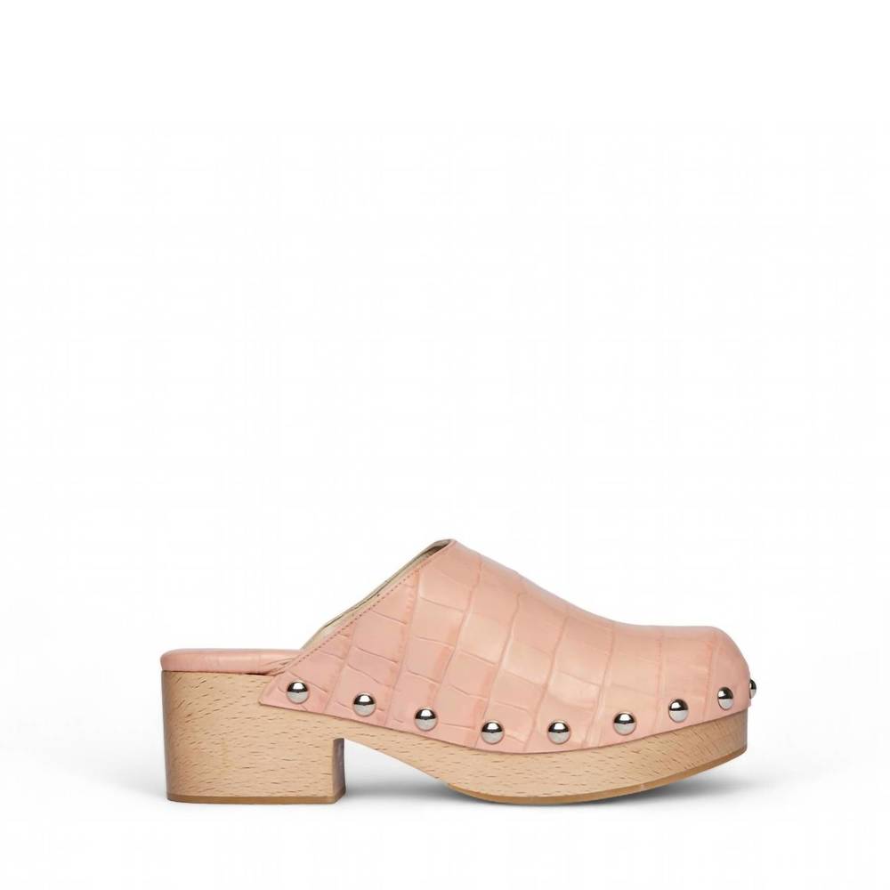 NEW FREDA SALVADOR women's samantha wooden clog in peony embossed croc